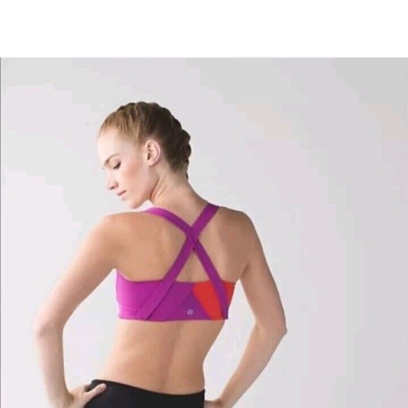 Lululemon Kanto Catch Me Bra Kanto Stripe Pink and Orange Size 6 - Picture 3 of 5